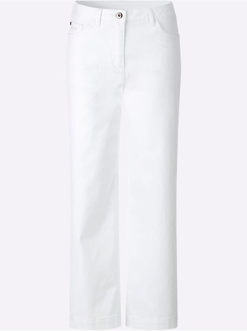 Pantalon large en coton doux à cinq poches avec broderie - Taille standard - Witt - Kiabi