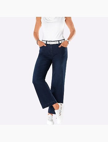 Pantalon large en coton doux avec ceinture gainante et poches - Taille courte - Witt