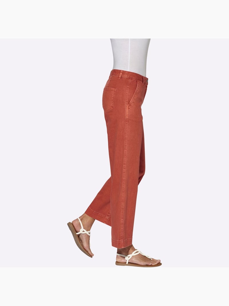 Pantalon large en coton et coupe ample - taille courte - witt Orange/Rouge - Kiabi