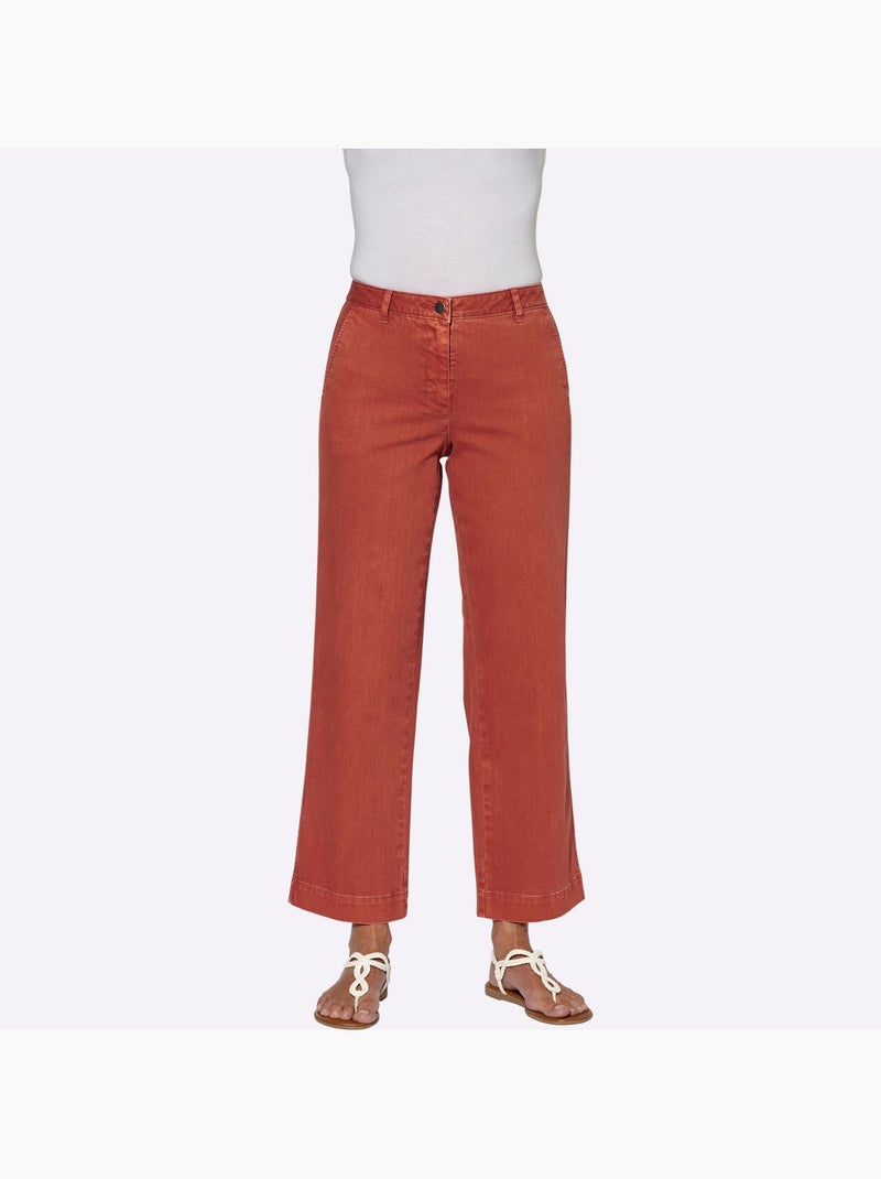 Pantalon large en coton et coupe ample - taille courte - witt Orange/Rouge - Kiabi