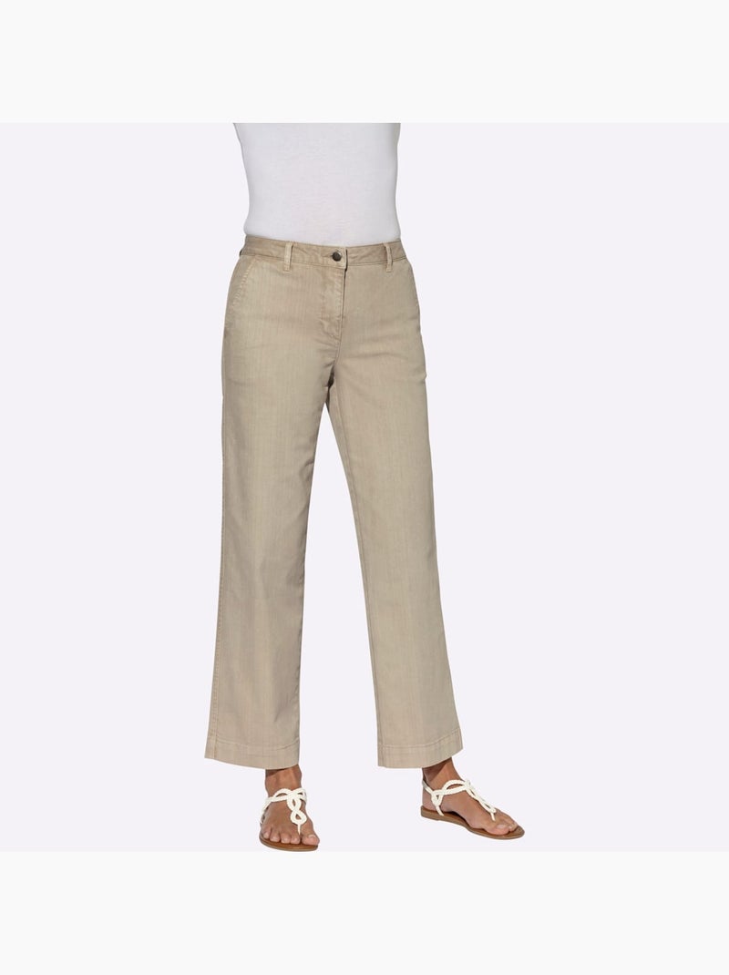 Pantalon large en coton et coupe ample - taille standard - witt Sable - Kiabi