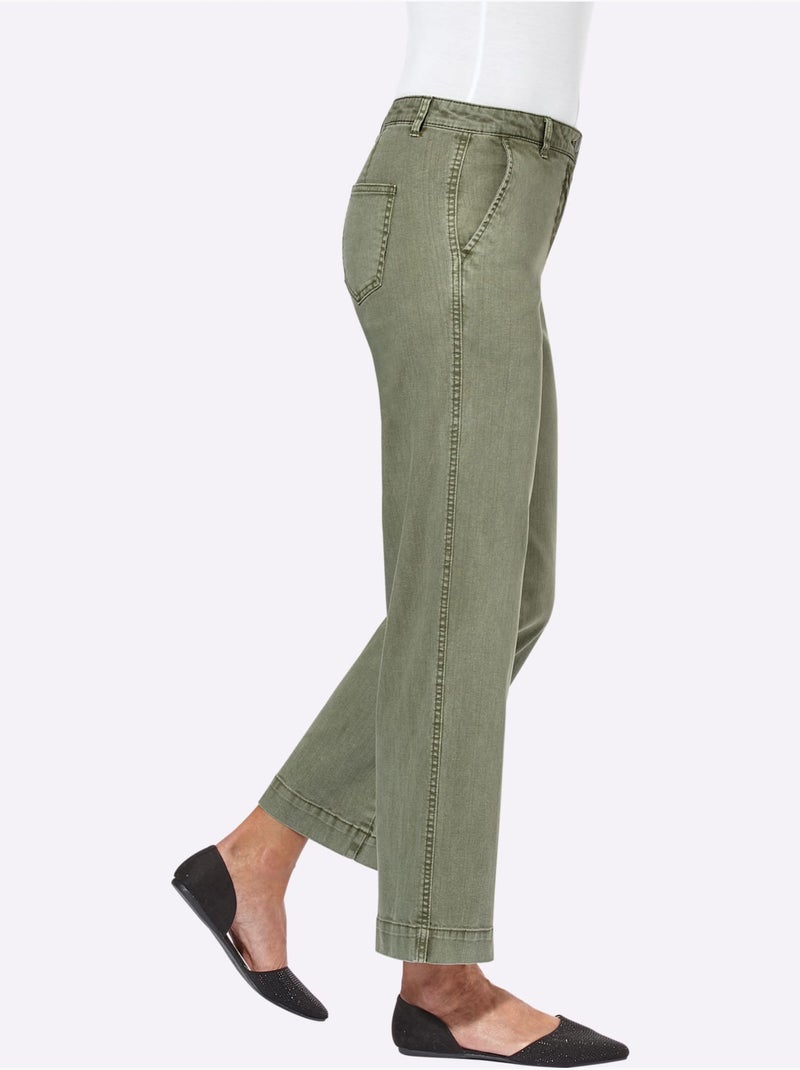 Pantalon large en coton et coupe ample à longueur cheville - taille standard - witt Kaki - Kiabi