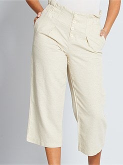 Pantalon large en coton et lin éco-conçu - Kiabi
