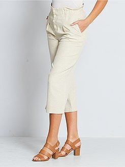 Pantalon large en coton et lin éco-conçu - Kiabi