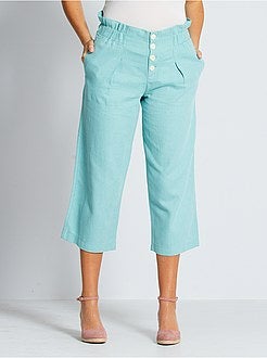 Pantalon large en coton et lin éco-conçu - Kiabi