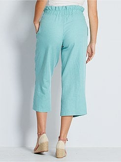 Pantalon large en coton et lin éco-conçu - Kiabi