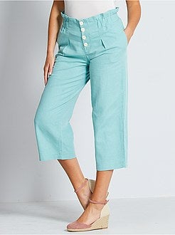 Pantalon large en coton et lin éco-conçu - Kiabi