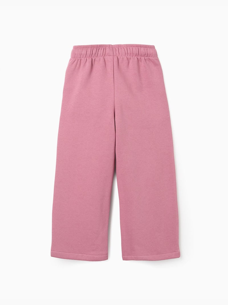 Pantalon large en coton peigné avec cordon de serrage Rose foncé - Kiabi