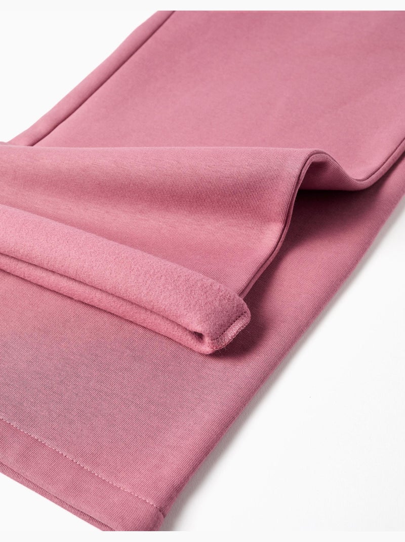 Pantalon large en coton peigné avec cordon de serrage Rose foncé - Kiabi