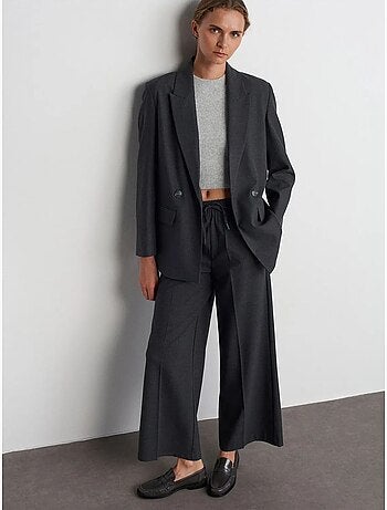 DILVIN Pantalon Large En Crêpe À Taille Coulissante