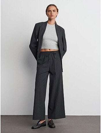 DILVIN Pantalon Large En Crêpe À Taille Coulissante