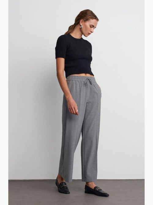 Pantalon large en crêpe à taille coulissante dilvin - Kiabi Pantalon large en crêpe à taille coulissante dilvin - Kiabi