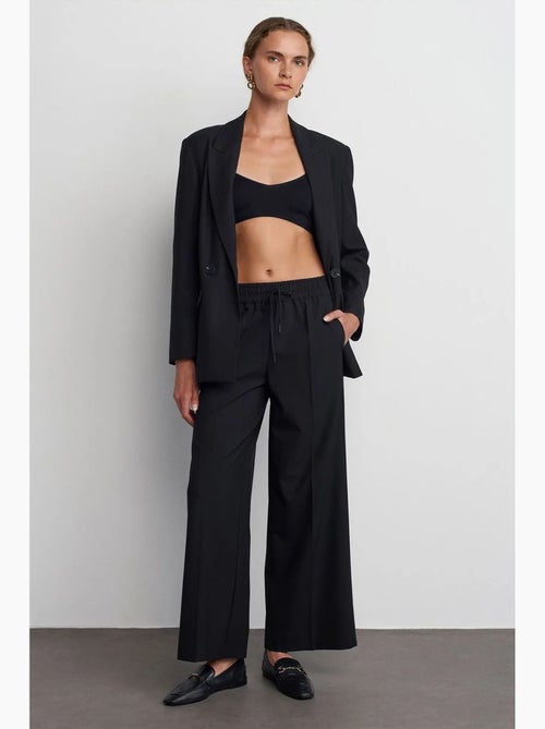 Pantalon large en crêpe à taille coulissante dilvin - Kiabi Pantalon large en crêpe à taille coulissante dilvin - Kiabi