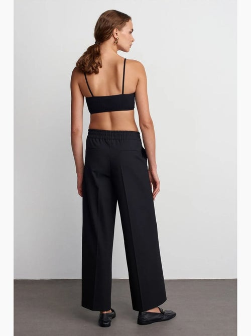 Pantalon large en crêpe à taille coulissante dilvin - Kiabi Pantalon large en crêpe à taille coulissante dilvin - Kiabi