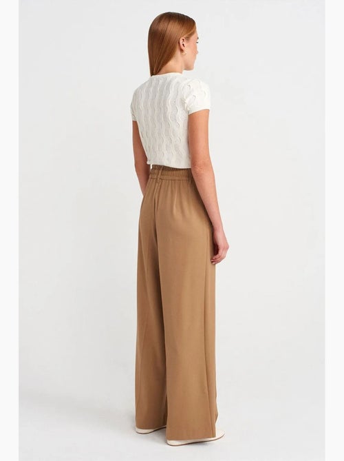 Pantalon large en crêpe à taille coulissée dilvin - Kiabi