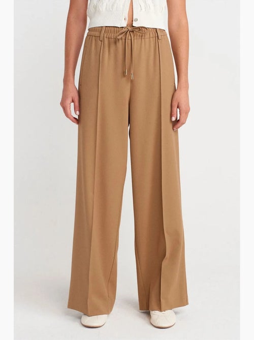 Pantalon large en crêpe à taille coulissée dilvin - Kiabi