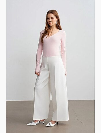 Pantalon large en crêpe à taille haute dilvin