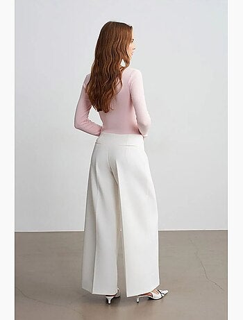 Pantalon large en crêpe à taille haute dilvin