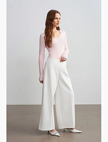 Pantalon large en crêpe à taille haute dilvin