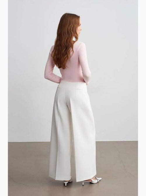 Pantalon large en crêpe à taille haute dilvin - Kiabi Pantalon large en crêpe à taille haute dilvin - Kiabi