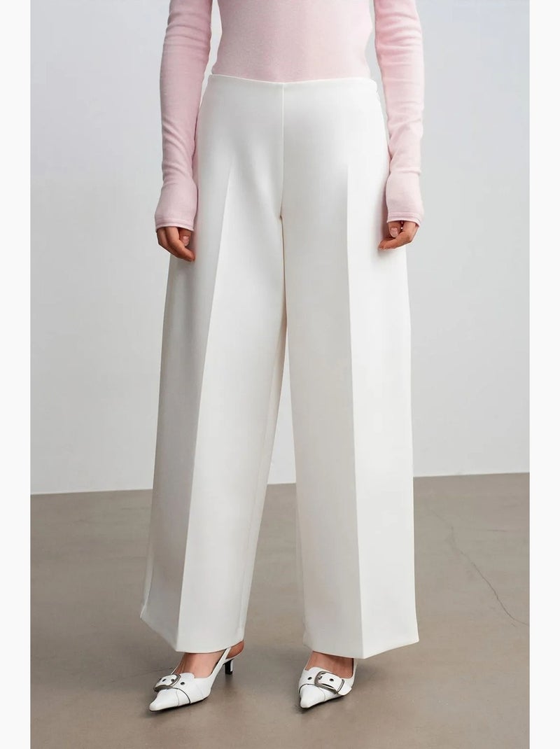 Pantalon large en crêpe à taille haute dilvin Blanc cassé - Kiabi