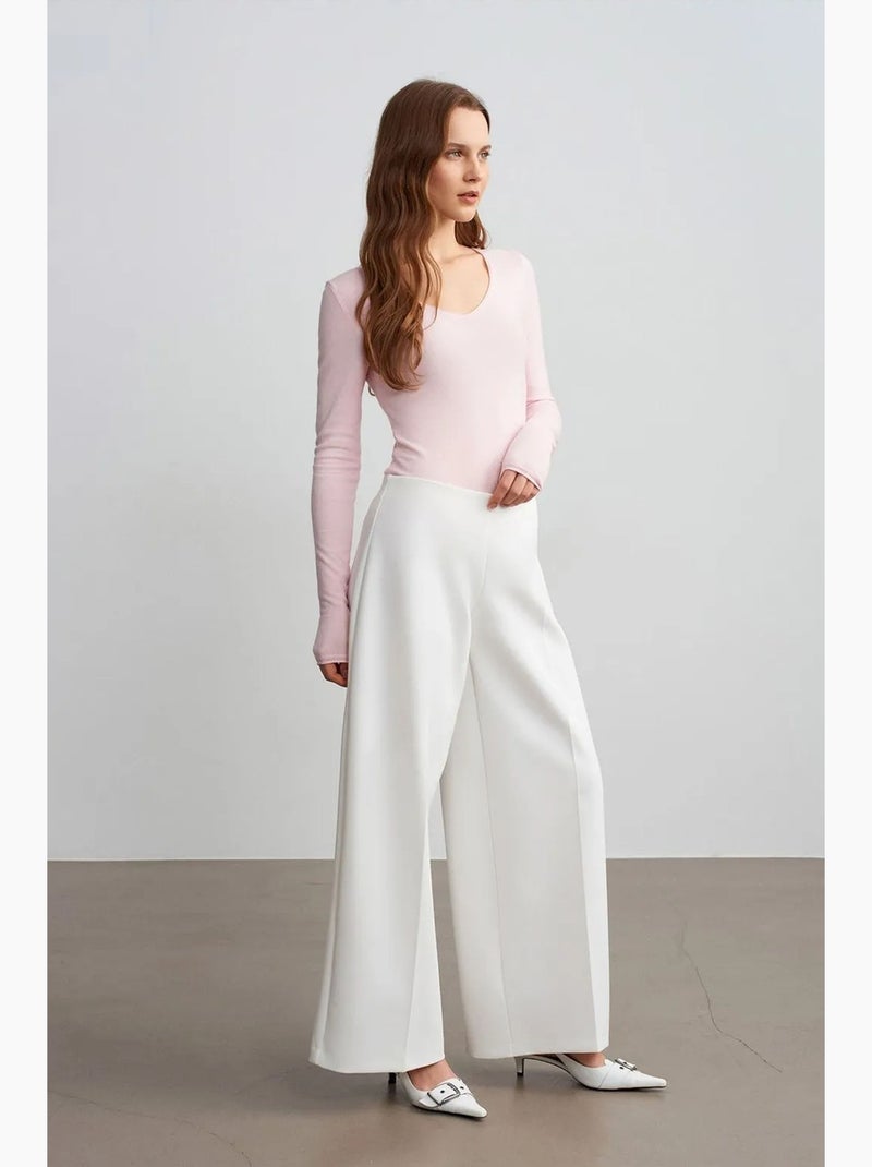 Pantalon large en crêpe à taille haute dilvin Blanc cassé - Kiabi