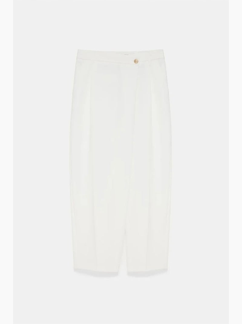 Pantalon large en crêpe à taille haute dilvin Blanc - Kiabi