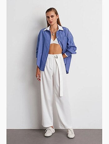 Pantalon large en crêpe à taille haute dilvin