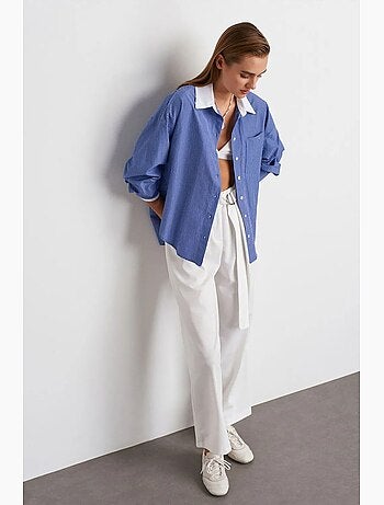 Pantalon large en crêpe à taille haute dilvin