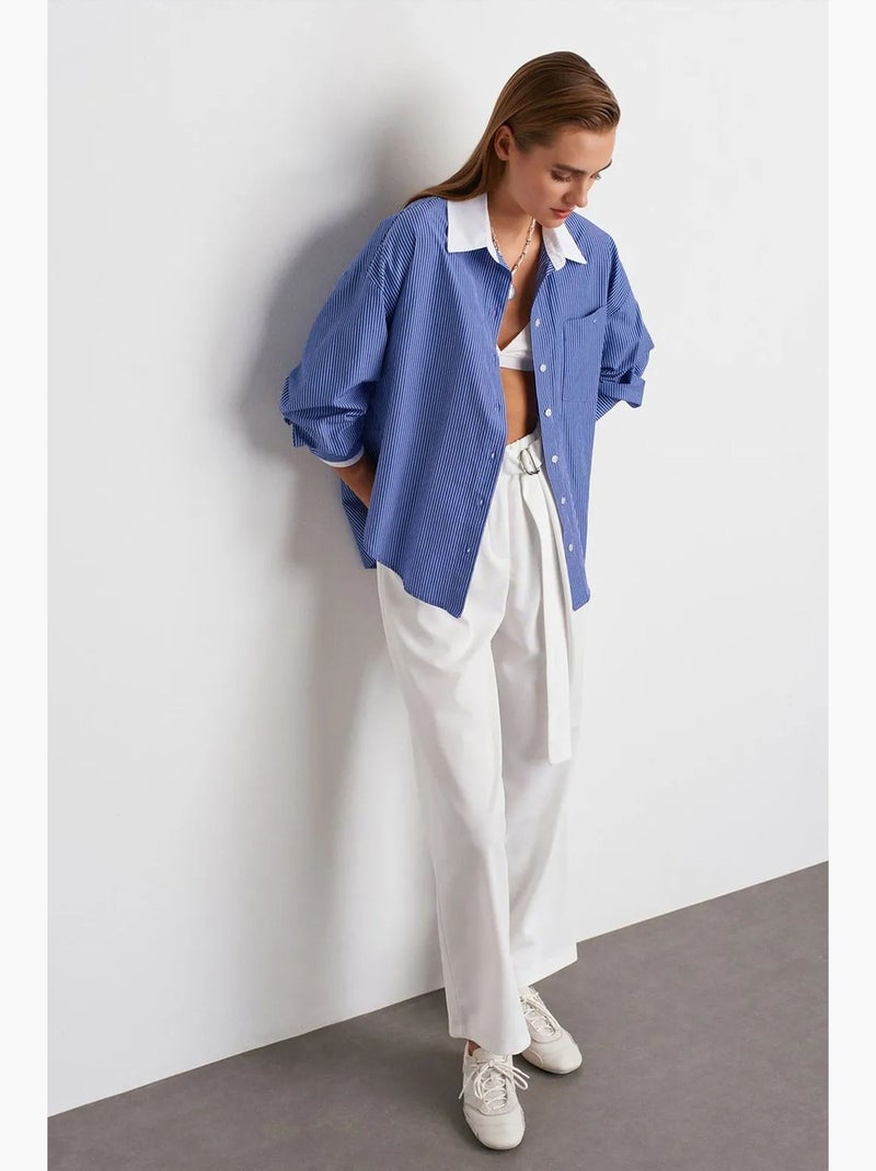 Pantalon large en crêpe à taille haute dilvin Blanc - Kiabi