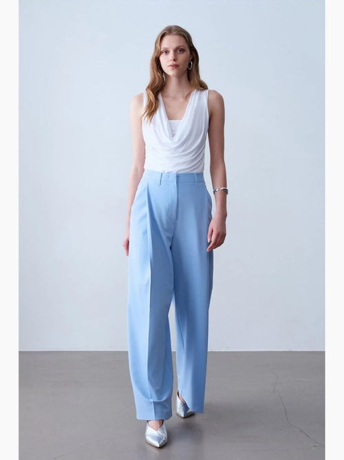 Pantalon large en crêpe à taille haute dilvin - Kiabi Pantalon large en crêpe à taille haute dilvin - Kiabi