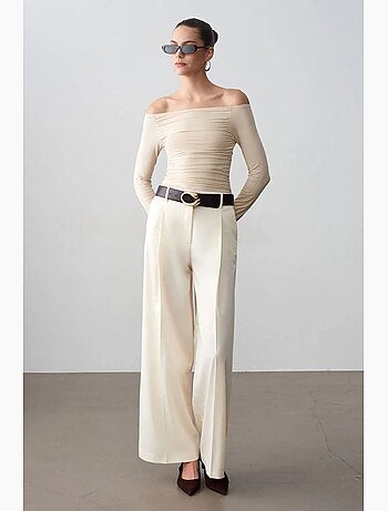 Pantalon large en crêpe à taille haute dilvin