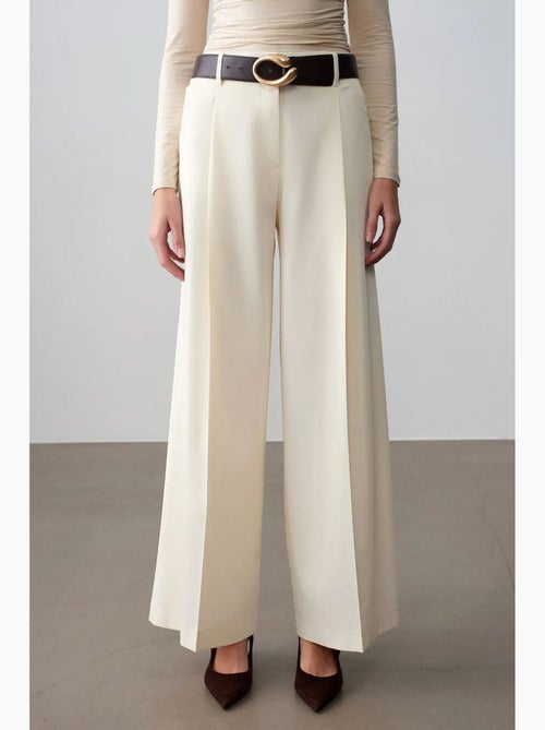 Pantalon large en crêpe à taille haute dilvin - Kiabi Pantalon large en crêpe à taille haute dilvin - Kiabi