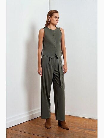 Pantalon large en crêpe à taille haute dilvin