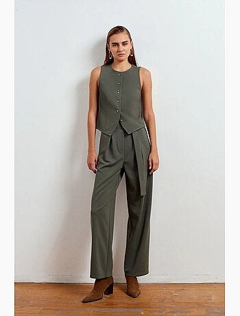 Pantalon large en crêpe à taille haute dilvin