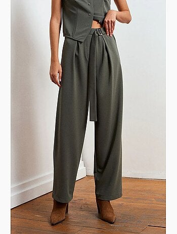 Pantalon large en crêpe à taille haute dilvin