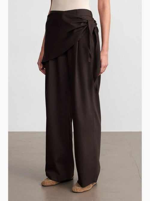 Pantalon large en crêpe à taille haute dilvin - Kiabi