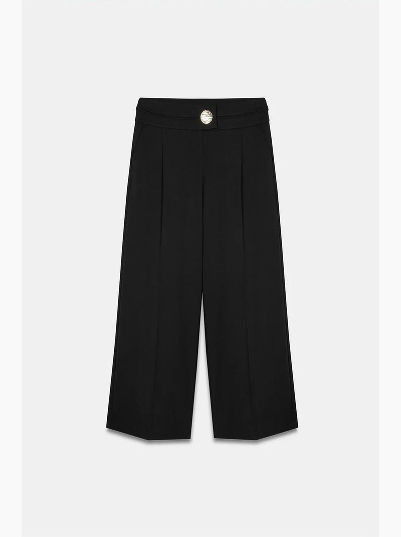 Pantalon large en crêpe à taille haute dilvin Noir - Kiabi