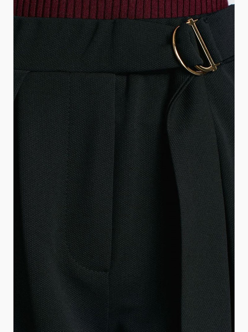 Pantalon large en crêpe à taille haute dilvin Noir - Kiabi