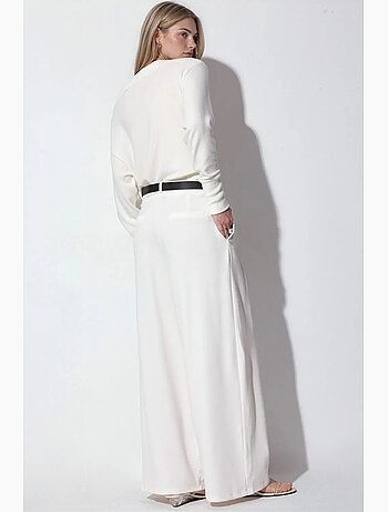 Pantalon large en crêpe à taille haute et ceinture busem