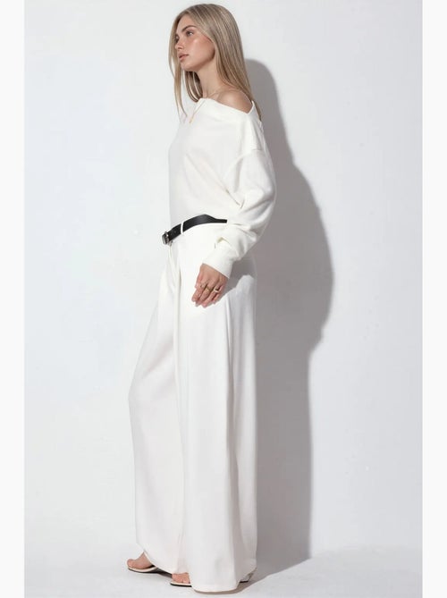 Pantalon large en crêpe à taille haute et ceinture busem - Kiabi Pantalon large en crêpe à taille haute et ceinture busem - Kiabi