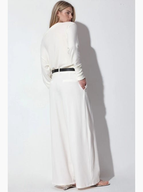 Pantalon large en crêpe à taille haute et ceinture busem - Kiabi Pantalon large en crêpe à taille haute et ceinture busem - Kiabi
