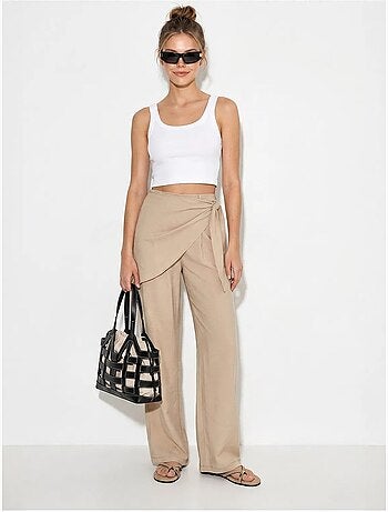 Pantalon large en crêpe à taille haute lucci