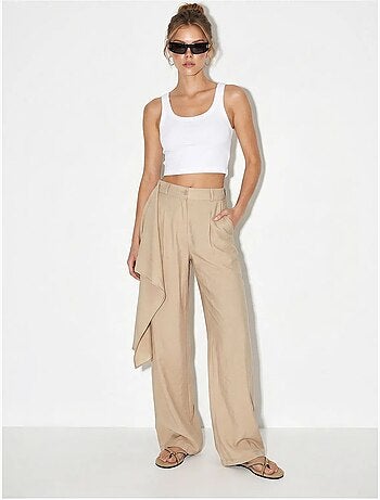 Pantalon large en crêpe à taille haute lucci