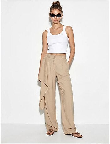 Pantalon large en crêpe à taille haute lucci