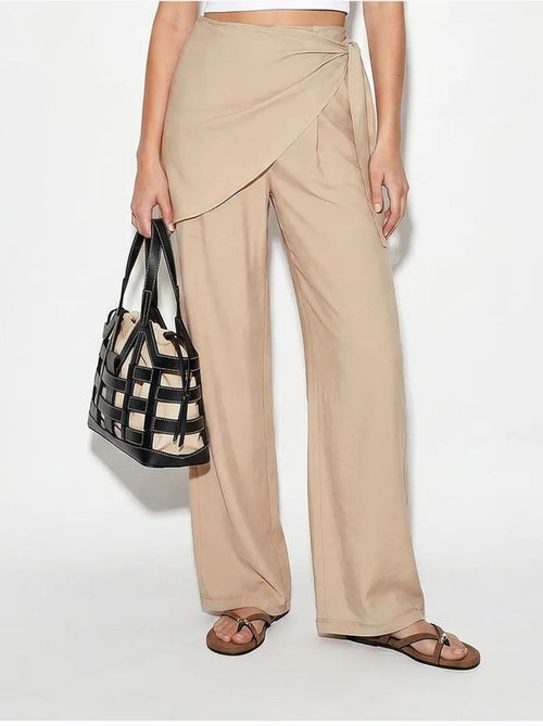 Pantalon large en crêpe à taille haute lucci - Kiabi Pantalon large en crêpe à taille haute lucci - Kiabi