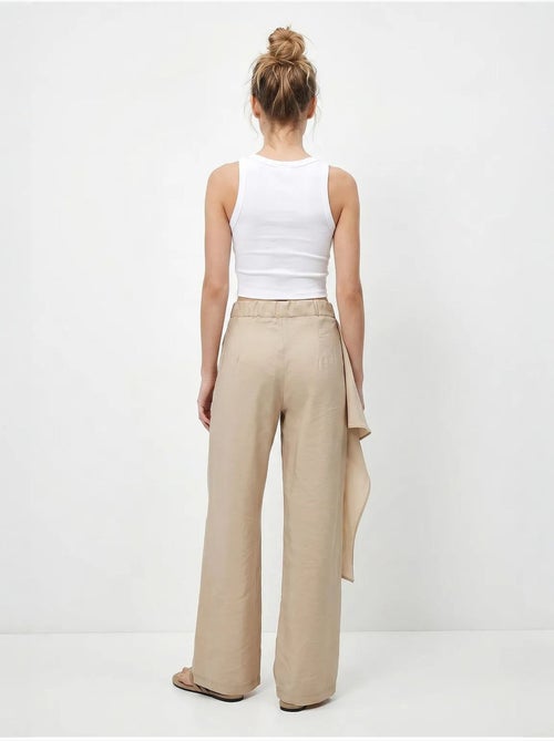 Pantalon large en crêpe à taille haute lucci - Kiabi Pantalon large en crêpe à taille haute lucci - Kiabi