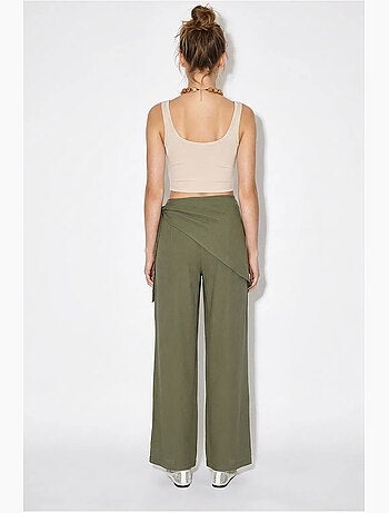 Pantalon large en crêpe à taille haute lucci