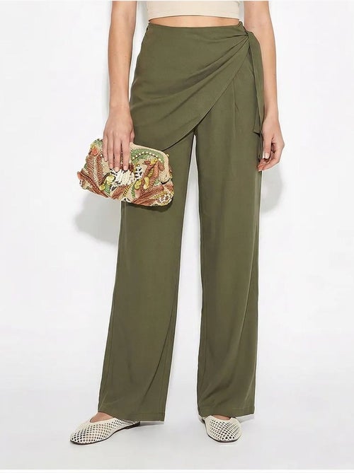 Pantalon large en crêpe à taille haute lucci - Kiabi Pantalon large en crêpe à taille haute lucci - Kiabi