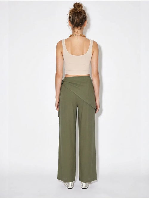 Pantalon large en crêpe à taille haute lucci - Kiabi Pantalon large en crêpe à taille haute lucci - Kiabi